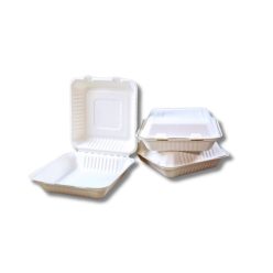   Papírdoboz ételes 1 részes HP4, 23 x 23 x 8 cm komposztálható cukornád 100 db/csomag, natúr