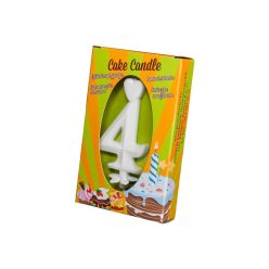 Számgyertya csomagolt 4 fehér