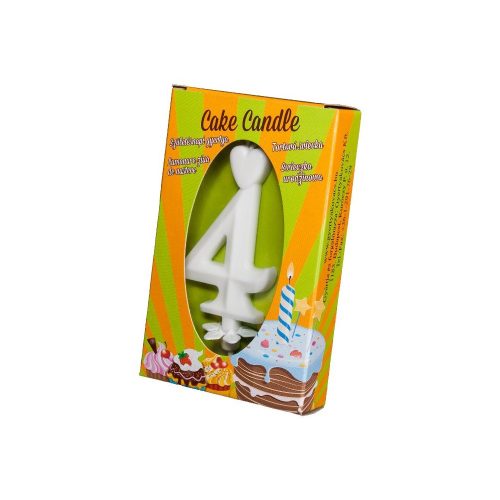 Számgyertya csomagolt 4 fehér