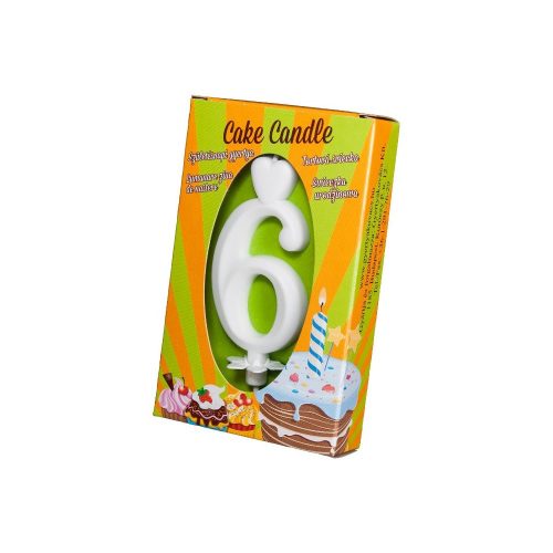 Számgyertya csomagolt 6 fehér