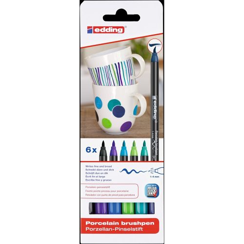 Ecsetirón porcelán marker 1-4mm, kerek Edding 4600/6, 6 cool klf.szín