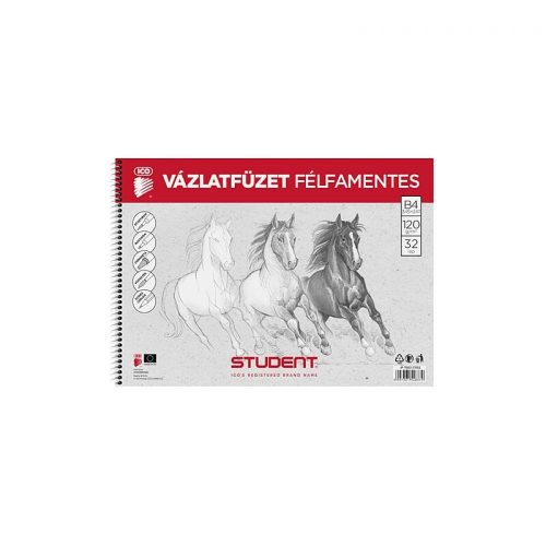 Vázlatfüzet B4, 120g. félfamentes Student
