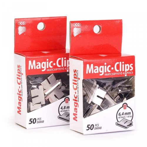 Iratcsíptető fűzőkapocs 6,4mm, 50 db/doboz, Ico Magic clipper