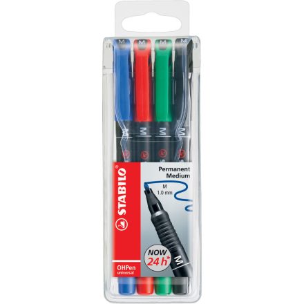Alkoholos marker készlet 1mm, STABILO OHPen M, 4 klf. szín