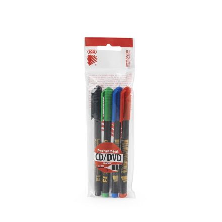 Alkoholos marker készlet, 0,5mm, CD/DVD F Ico, 4 klf.szín