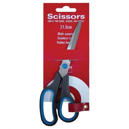 Olló 21,5cm, irodai gumifogós, bliszteres Fornax 9609,
