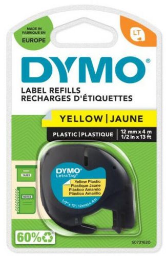 Feliratozógép szalag Dymo Letratag S0721620/59423 12mmx4m, ORIGINAL sárga