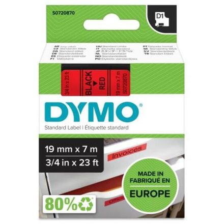 Feliratozógép szalag Dymo D1 S0720870/45807 19mmx7m, ORIGINAL, fekete/piros