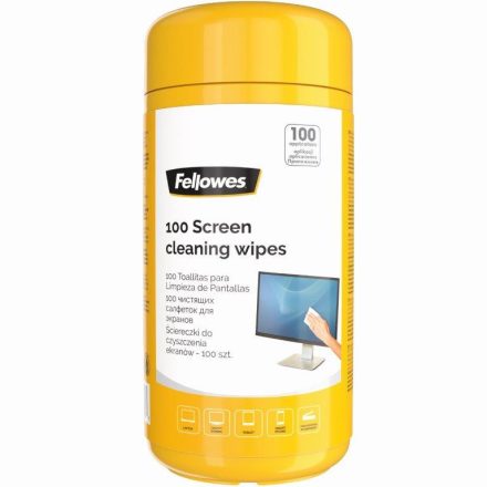 Tisztítókendő, képernyőhöz, Fellowes® 100lap,/csomag,