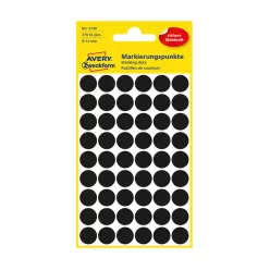   Etikett címke, o12mm, jelölésre, 54 címke/ív, 5 ív/doboz, Avery fekete