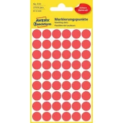   Etikett címke, o12mm, jelölésre, 54 címke/ív, 5 ív/doboz, Avery piros