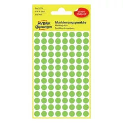   Etikett címke, o8mm, jelölésre, neon 104 címke/ív, 4 ív/doboz, Avery zöld