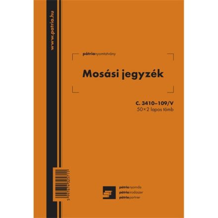MOSÁSI JEGYZÉK 50X2 LAP, ÁLLÓ  C. 3410-109/ V