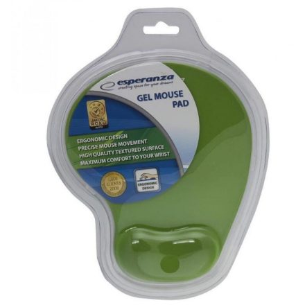 Egérpad csuklótámasszal, géltöltésű, Esperanza zöld