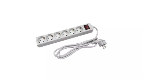 Elosztó hat csatlakozós 1,5m kábellel kapcsolós asztali 16A max. 3500W