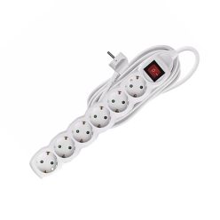   Elosztó hat csatlakozós 1,5m kábellel, kapcsolós túlfeszültség védett, asztali 16A max. 3500W