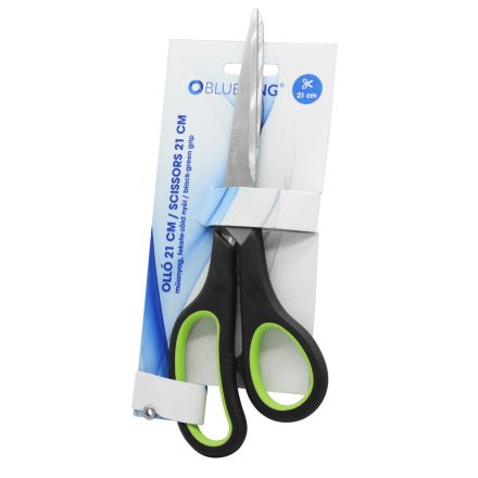 Olló 21cm, műanyag fekete-zöld nyél Bluering®