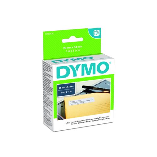 Etikett Dymo LW nyomtatóhoz 25x54mm 500 db etikett/doboz Original fehér