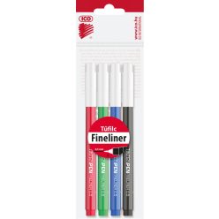   Rostirón, tűfilc vízbázisú, 0,5mm, kerek test, Tinten Pen Ico, 4 klf.szín