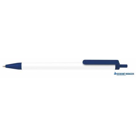 Golyóstoll, 0,7 mm, nyomógombos, kék-fehér tolltest, VICTORIA, kék